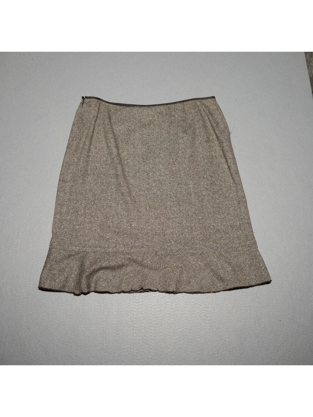Vintage Valerie Stevens Brown Wool Blend Skirt with Ruffle Hem - Picture 3 of 5